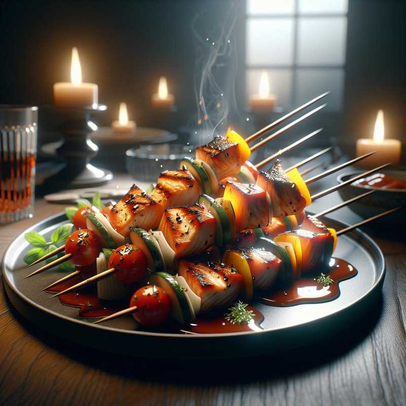 Fish Skewers in Worcestershire Sauce