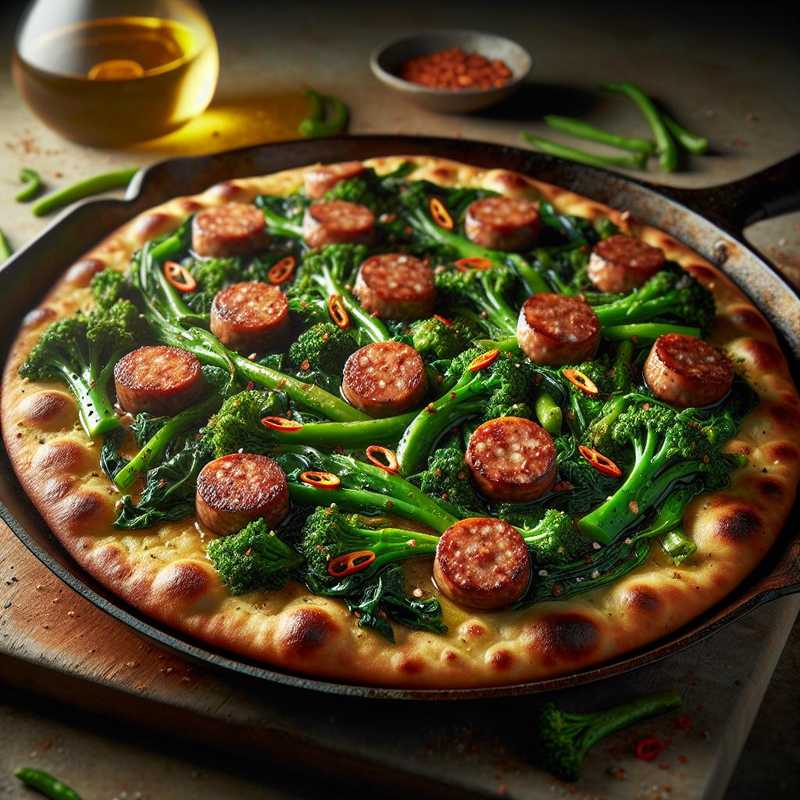 Schiacciate con cime di rapa piccanti e salsiccia