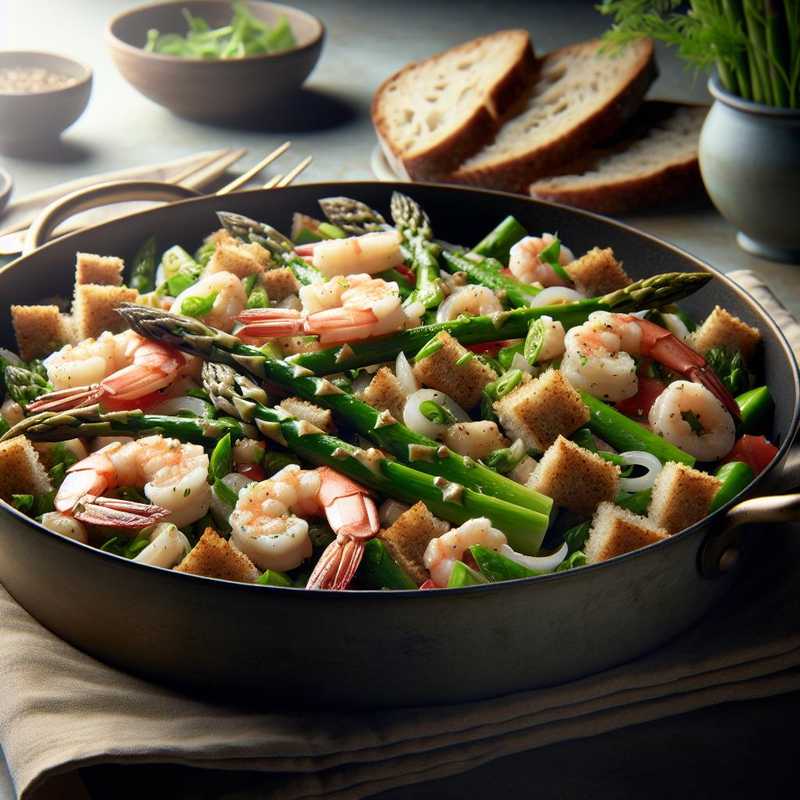 Whole Wheat Panzanella with Asparagus and Seafood Salad