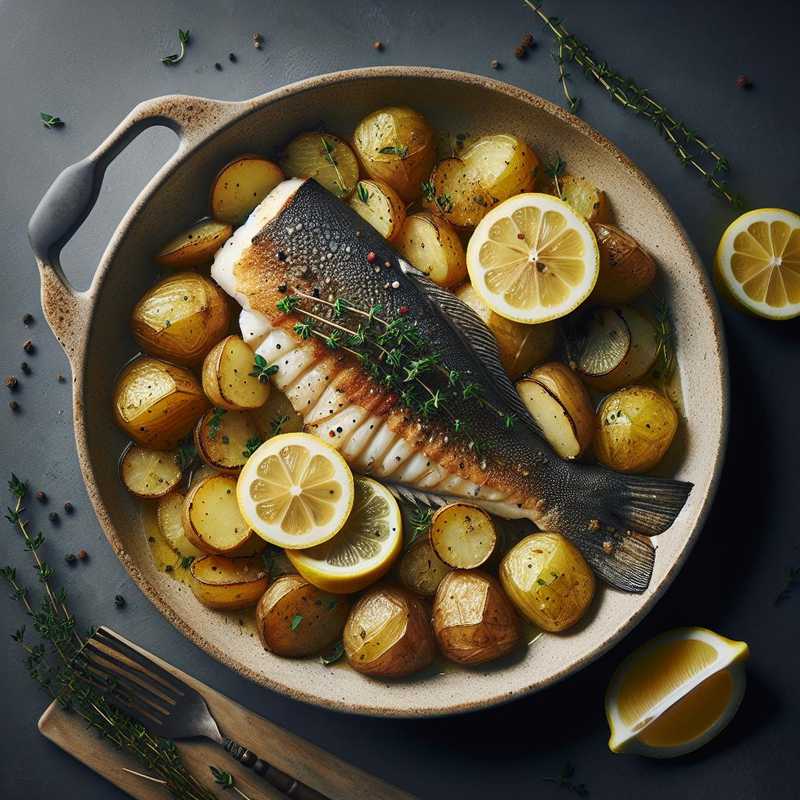 Coda di rospo con patate, limone e timo