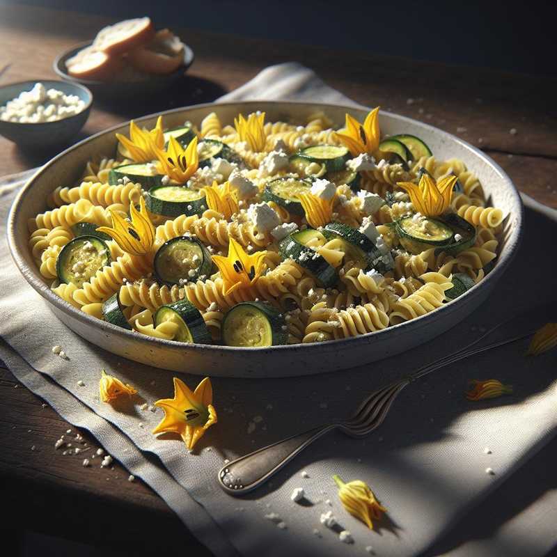 Pasta with Zucchini Flowers and Feta