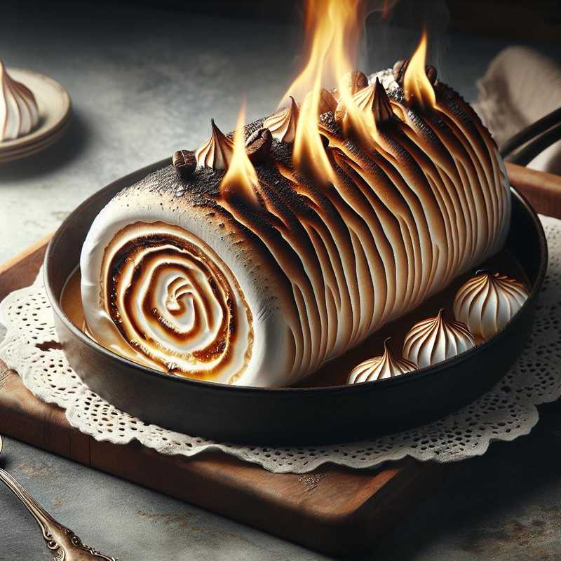 Coffee Log with Flambéed Meringue