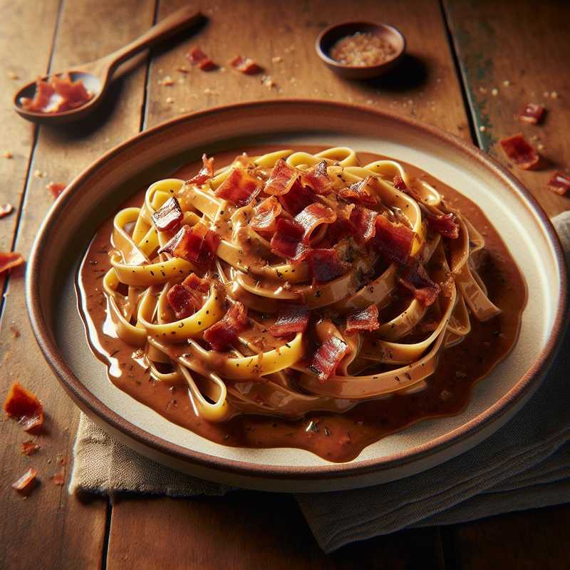 Tagliolini con sugo di castagne e pancetta croccante