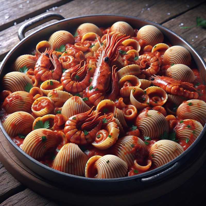 Conchiglie al sugo di totani e gamberi