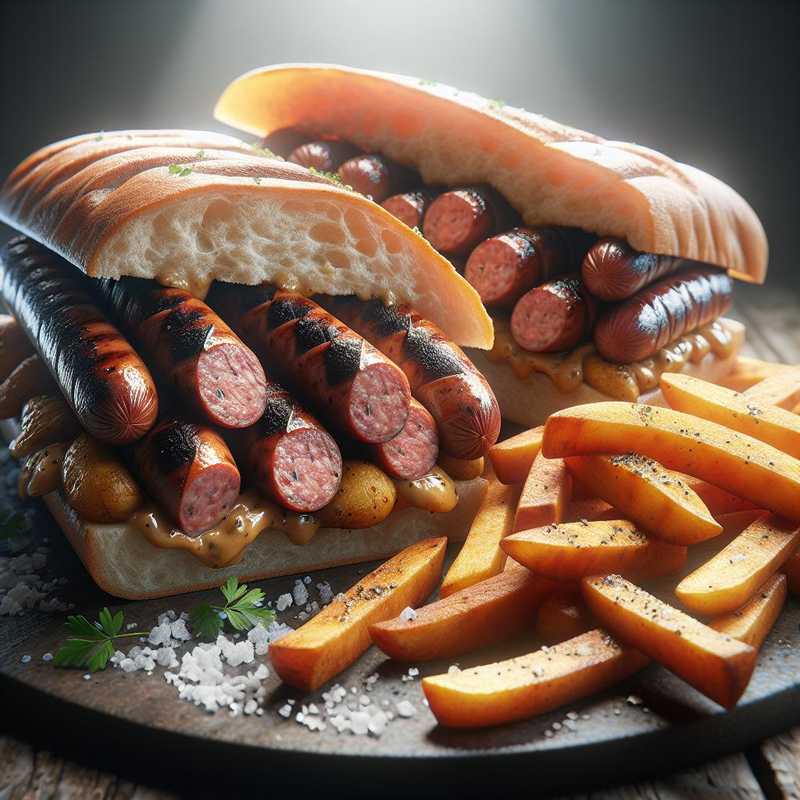 Hot dog and fries sandwich