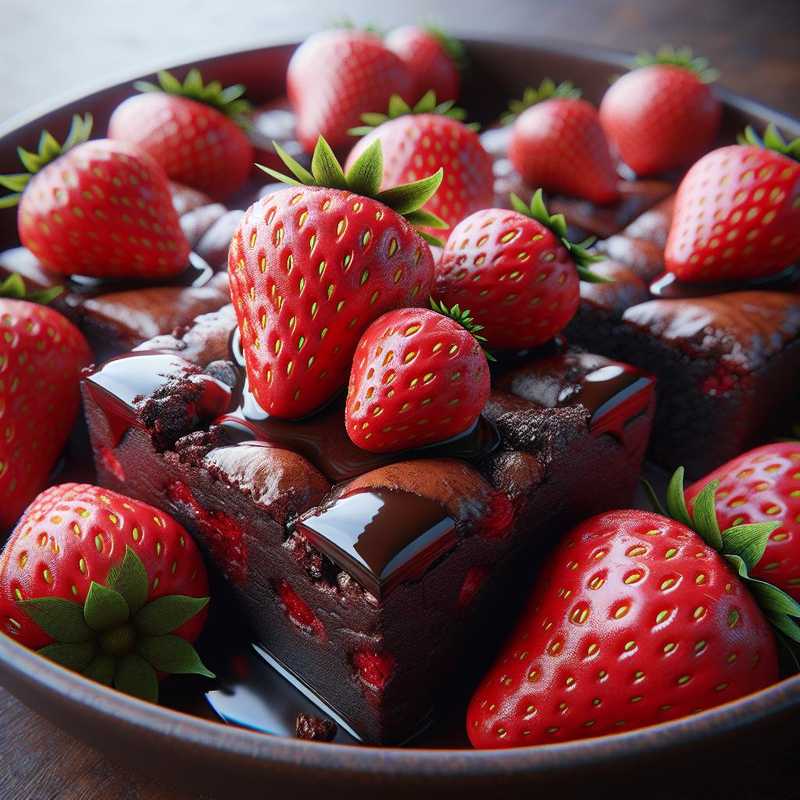 Brownies al cioccolato fondente e fragole