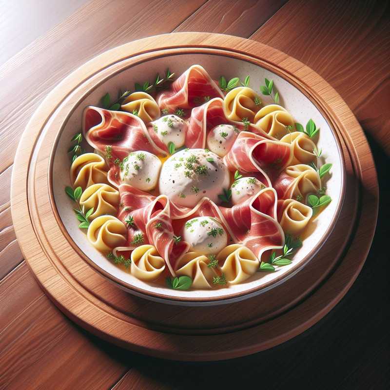 Fagottini al prosciutto crudo, burrata e maggiorana