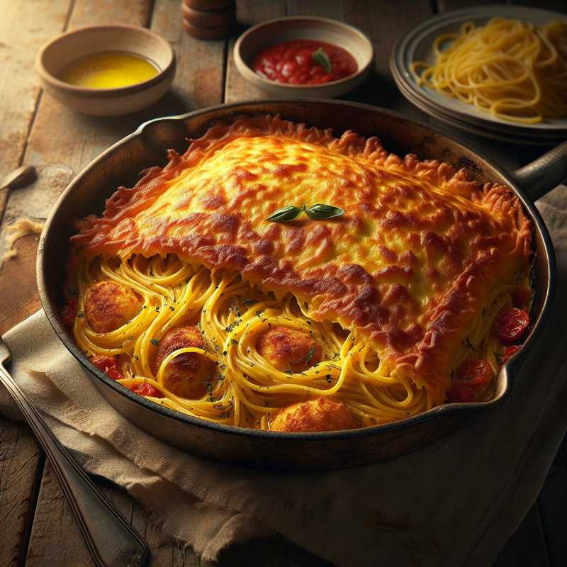 Spaghetti in pastry crust