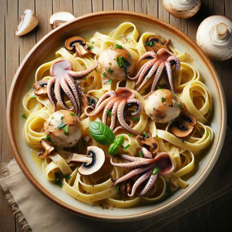 Tagliatelle con seppie e funghi