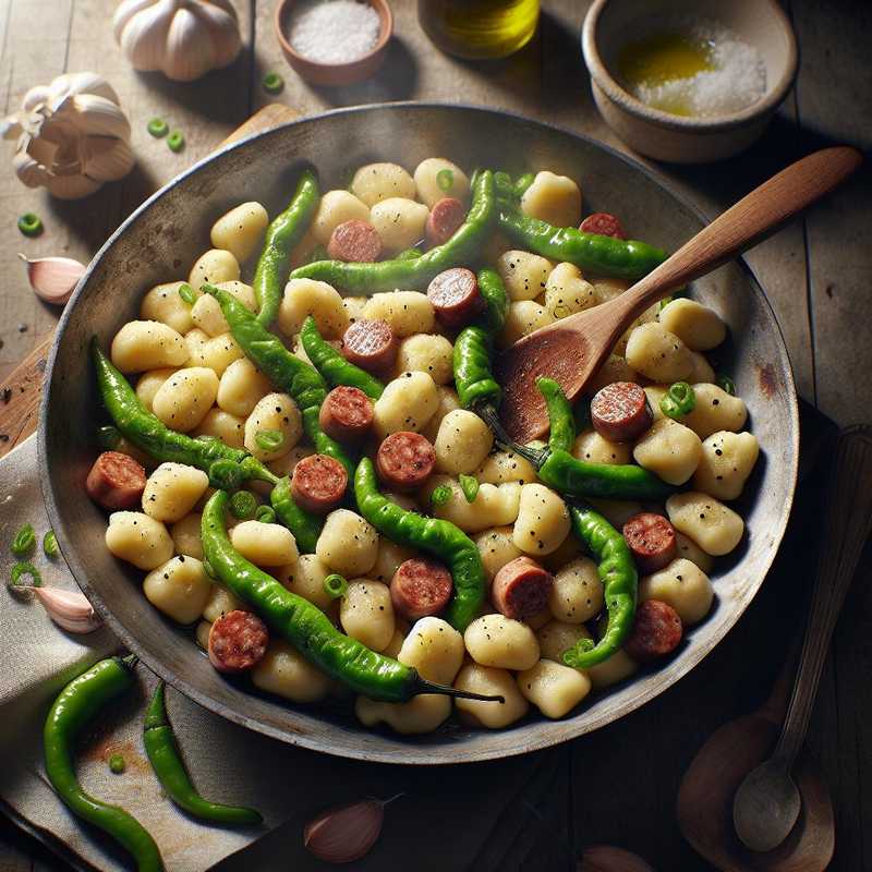 Gnocchi con friggitelli e salsiccia