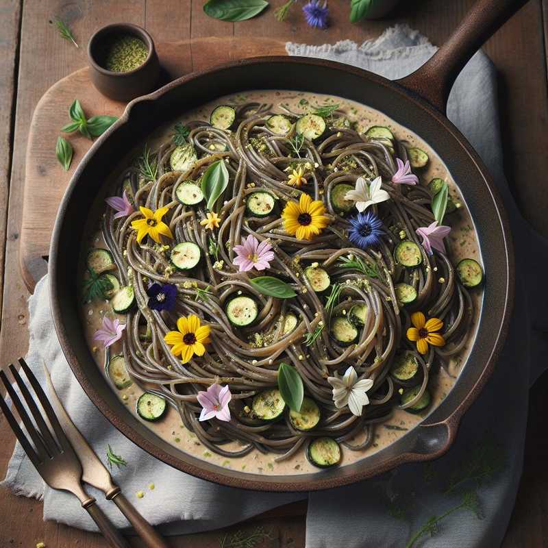 Whole Wheat Spaghetti with Zucchini Flowers and Cream