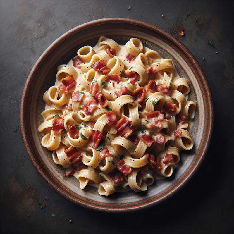 Pasta con salsa alla pancetta affumicata