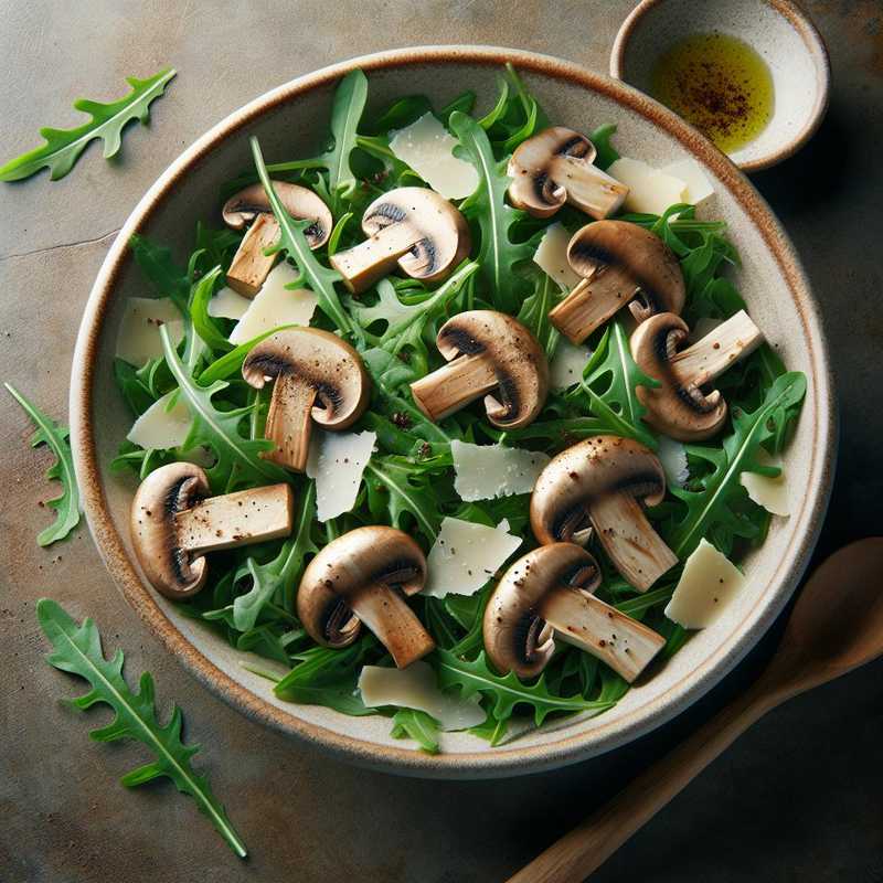 Insalata di funghi champignon e rucola